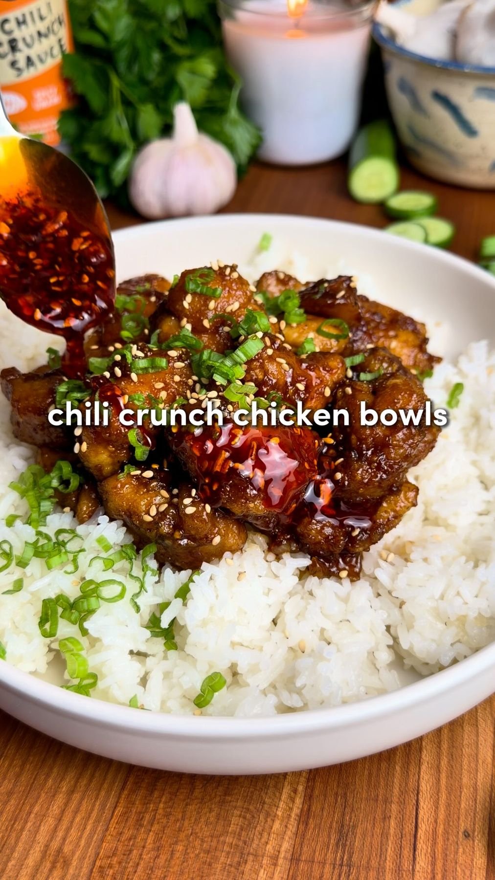 Chili Crunch Honey Chicken Bowls