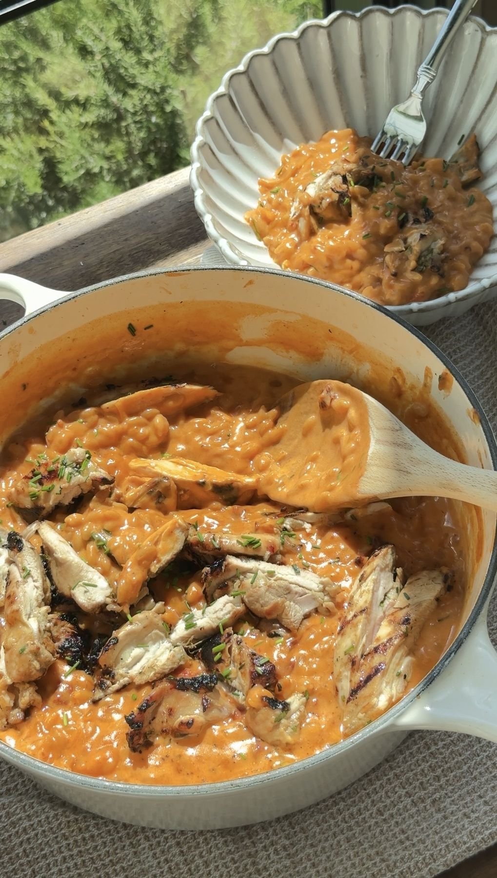 Creamy Orzo with Grilled Chicken