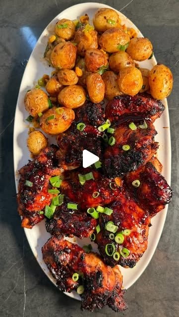 Honey Soy Chicken and Chilli Oil Baby Potatoes